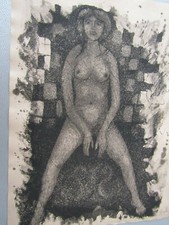 Jacques Hallez / Gravure / Repos / Signé /  Arches teinté