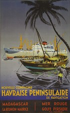 "Nlle Cie HAVRAISE PENINSULAIRE" Affiche originale entoilée  Roger CHAPELET 1950