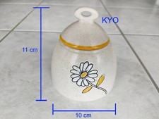 TEC France - Sucrier rond couvercle porcelaine, pot condiments fleur beige jaune