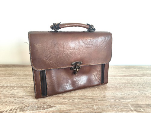 Sac cuir marron vintage - sac,