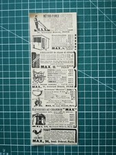 177 Publicité ancienne 1920 19x6cm matériel élevage poules MAX bvd Diderot Paris