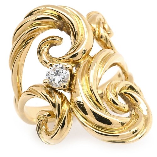Bague fleur jaune 18k - or,