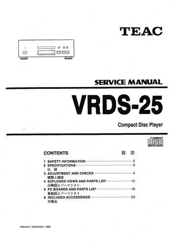 Service manuel instructions - manuel, d'instructions