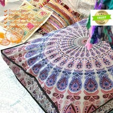 Indien Coussin Housse Coussin Mandala Traditionnel Jeté de Lit Décor Art, Yoga