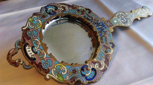 Ancien miroir face main - face,