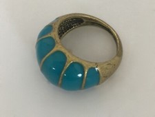 BAGUE CUIVRE/ RESINE TURQUOISE/ ANNEES 1970