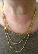 élégant discret collier réglable couleur or chaîne 3 rangs bijou vintage 5262