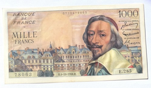 Billet banque 1000 francs 1956 - billet,
