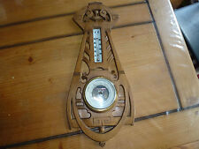 Ancien baromètre / thermomètre en bois sculpté, forme banjo / guitare, allemand