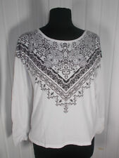 Top tee shirt coton blanc  LIBERTO S 34/36 oversize imprimé tête mort foulard