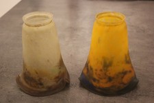 2 tulipes pâte de verre art déco MULLER FRERES  lustre lampe