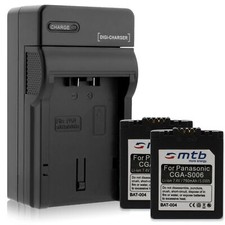 2x Batteries CGA-S006 + Chargeur pour Panasonic Lumix DMC-FZ7, FZ8, FZ18, FZ28