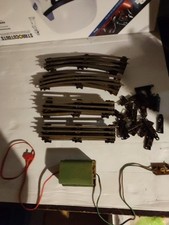 HORNBY/MECCANO ECHELLE O LOT 14 RAIL COURBE DROIT + 30 BROCHE + TRANSFO 110 VOLT