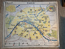 ? Ancienne carte scolaire affiche école Hachette 1950 - Paris, Bassin parisien
