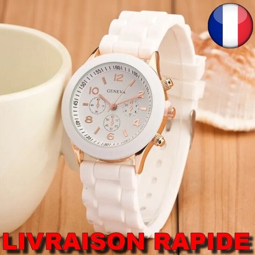 Montre blanche quartz silicone - montre,