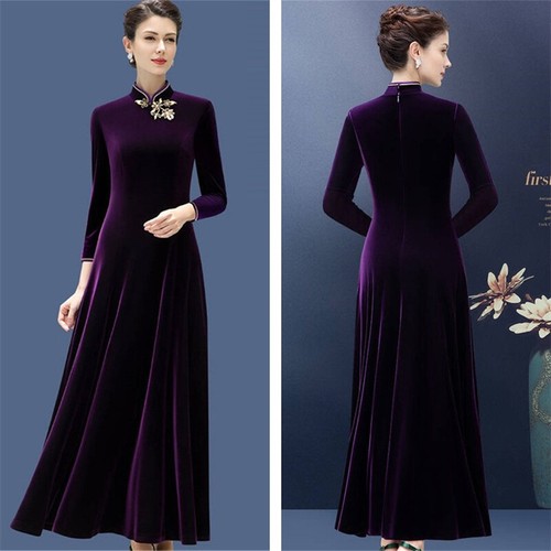 Femme velours robe maxi - femme,