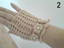 mitaine femme en dentelle beige au crochet,accessoires