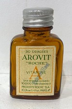 Ancien Flacon Pharmaceutique Apothicaire Arovit Médicament vintage "ROCHE"