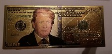 45th President Donald Trump bill 24k gold Plated Bank Money $100 Commemorative