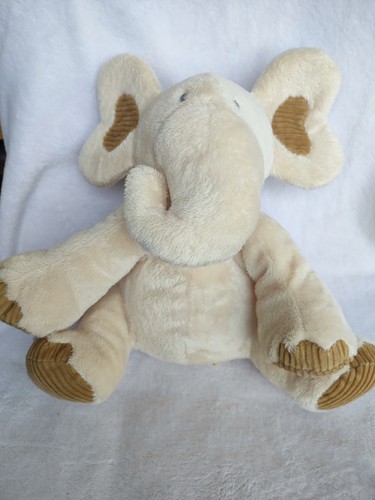 Doudou éléphant blanc écru