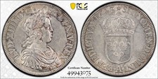 Louis XIV Ecu à la mèche courte 1643 Paris PCGS MS62 Splendide Top Pop