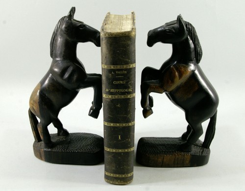Serre livres chevaux bois - ,