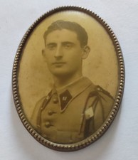 Ancien petit miroir de sac avec photo militaire du 80éme RI