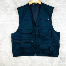 Max Collection Gilet Photographe Homme L Bleu Multipoches Safari Pêche Zippée