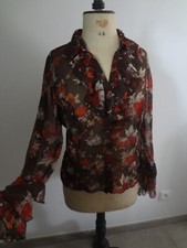 PATRICE BREAL  40 CHEMISE HAUT SEXY CHIC TOP TUNIQUE VOILE TRANSPARENT BLOUSE RO