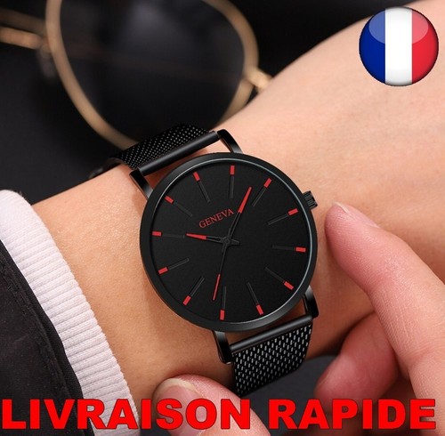 Montre geneva rouge acier - ✅,