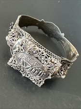 Ancien Bracelet tank ethnique kabyle Argent Massif Silver Maille Jonc art deco 