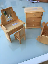 Lot de meubles de poupées bois massif Artémio commode coiffeuse berceau chaise