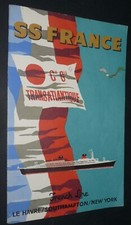 PLAN COUPE LEZLA 1961 PAQUEBOT FRANCE Cie GENERALE TRANSATLANTIQUE FRENCH LINE