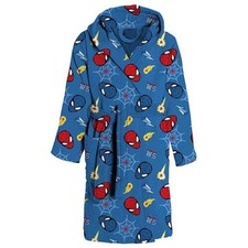 Peignoir à capuche bleu en