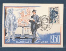 carte  1er jour  journée du timbre   69  Lyon    1950