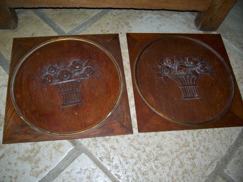 Pair oval wooden paintings - pair,