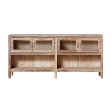 Buffet vitré en bois recyclé 34x89x192cm
