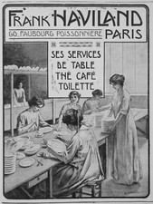  PUBLICITÉ DE PRESSE 1914 FRANK HAVILAND SES SERVICES DE TABLE THÉ CAFÉ TOILETTE