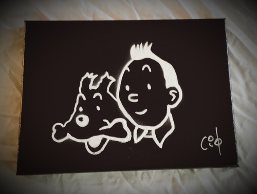 Peinture craie sur toile - la,