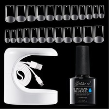 Kit Pose Americaine Ongles Faux Ongles Capsule Transparents 6 en 1 Colle pour...