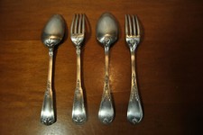 2 Fourchette 2 cuillère couvert métal argenté poinçon orfèvre Emile PUIFORCAT