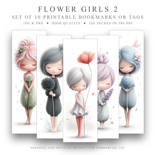 Flower girls bookmarks - flower,