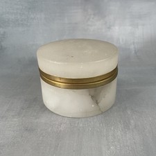 Petite boite ronde vintage en albâtre coffret à bijoux ou autre