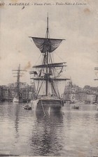 Carte postale ancienne card MARSEILLE vieux-port voilier trois-mâts écrite 1914