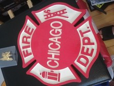 Plaque Bois Pompier Chicago No