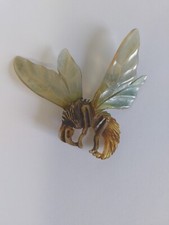 Ancienne Broche Abeille Corne sculptée Art Nouveau Elisabeth Bonté années 1900
