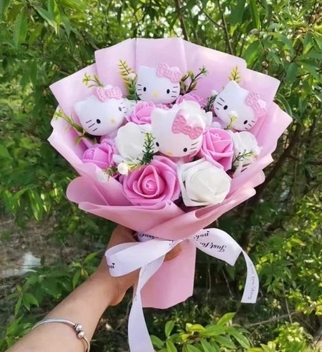 Bouquet rose avec peluche - de,