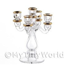 Chalet De Poupées Miniature 4 Bras En Verre Avec Finition Dorée