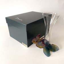 Vase soliflore Daum “Papillon” en cristal et pâte de verre multicolore, 1980s