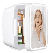 Mini Frigo pour Chambre, Frigo Skincare avec Miroir LED, Petit Frigo de 4L Po...